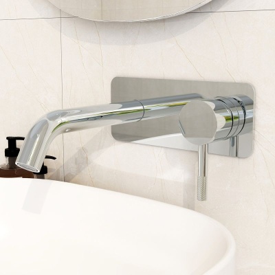 Ravine Two Hole Wall Mounted Basin Mixer - Chrome